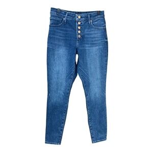 Express Curvy Skinny Mid Rise Button Fly Jeans Dark Wash Size 10 Long